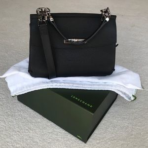 Longchamp Crossbody Madeleine Leather Bag Black